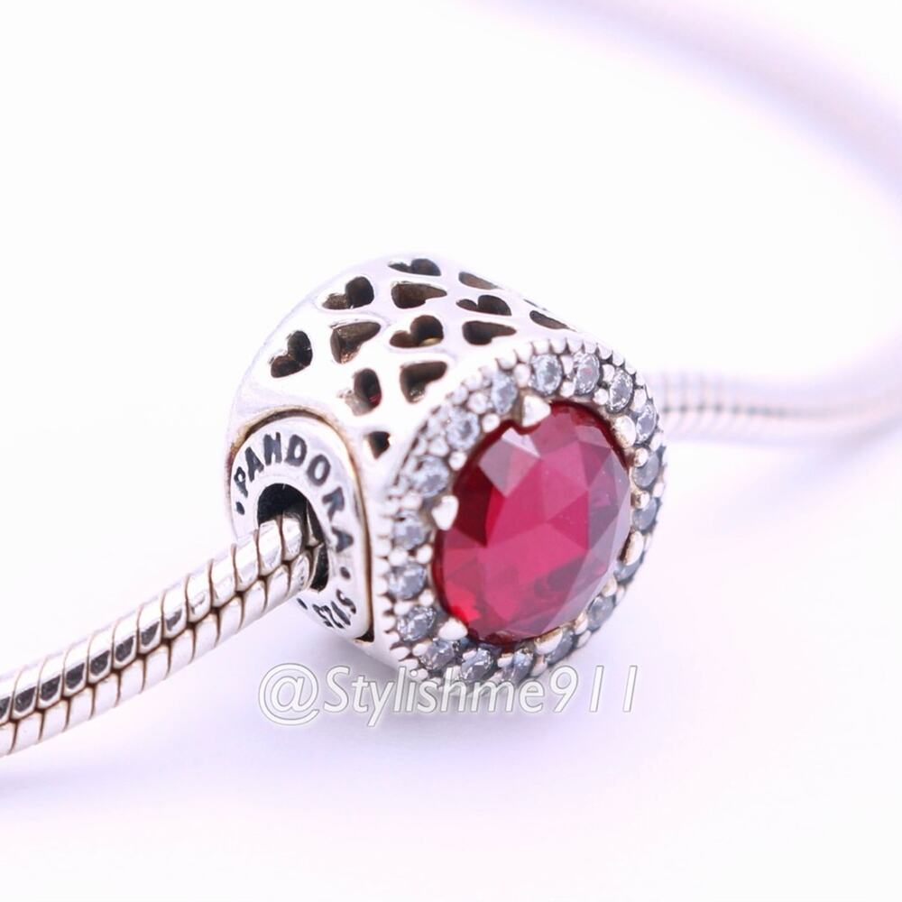 Authentic PANDORA ESSENCE Passion Charm with Synthetic Ruby